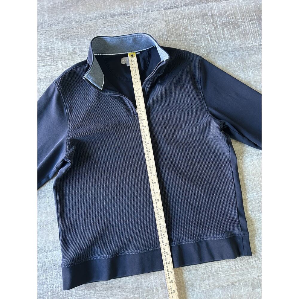 Ted Baker Mens XL Black Textured Quarter Zip Mock Neck Pullover Sweater Classic - Picture 6 of 11